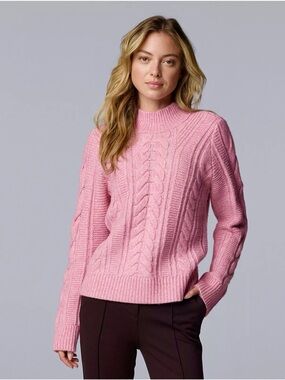 Women’s Simply Vera Vera Wang Braided Front Mock Neck Sweater – NWT – Size Large